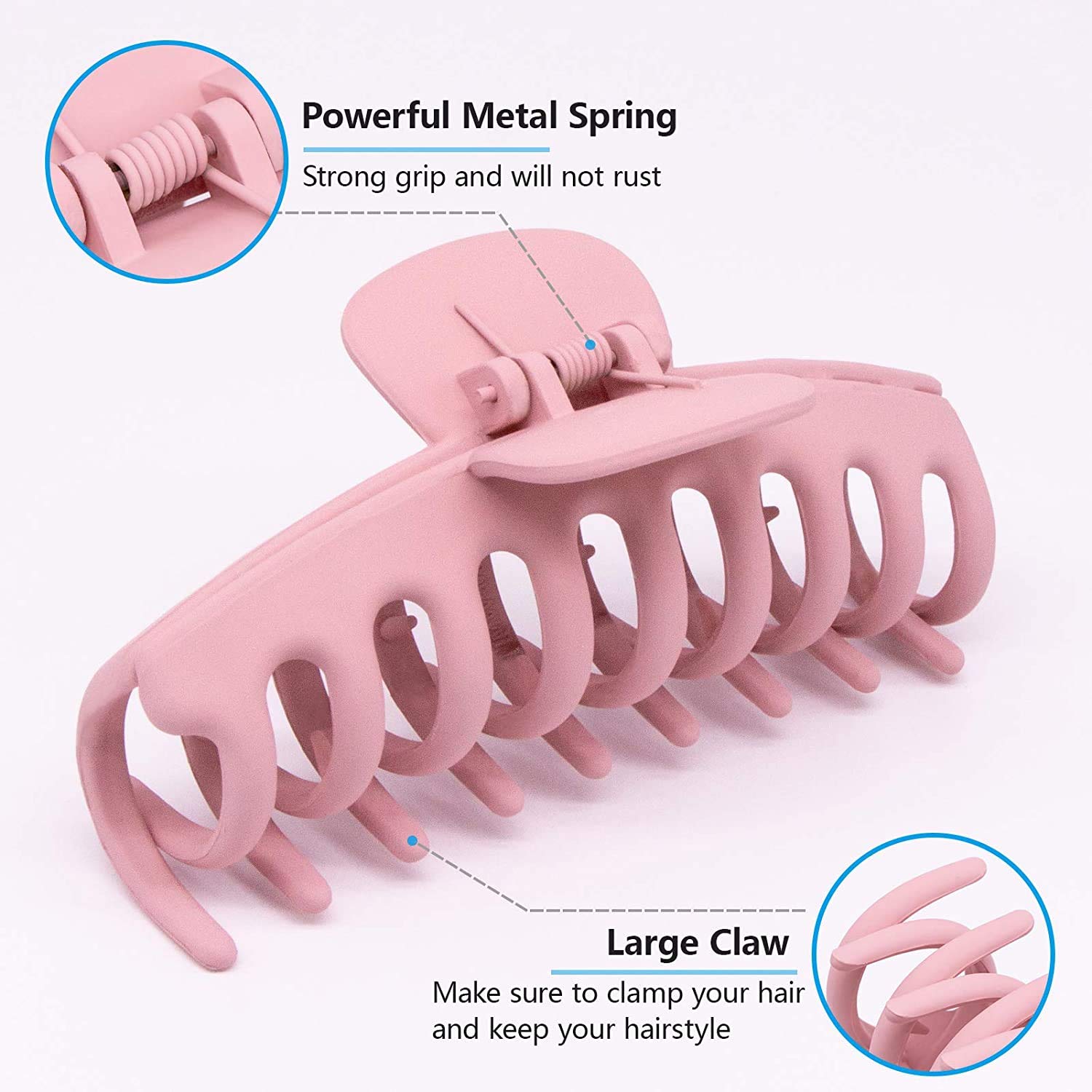 JSY Hair Clips Big Hair Claw Clips Nonslip Large Claw Clip for Women and Girls Thin Hair, Strong Hold for Thick Hair, 4 Color Available 4.3 Inch (4 Packs) : Beauty