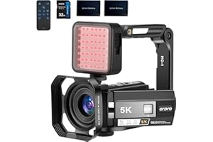 ORDRO 5K Night Vision Camcorder 30MP 24FPS Vlogging Camera 3.0" IPS Touch Screen Digital Camera with IR Light,Remote Control, Handheld Holder,32G Memory Card