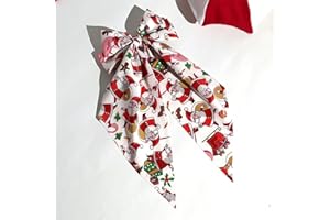 Christmas Fabric Classic Bowknot Hair Pins, Elegant Hair Clip Scrunchies Long Ribbon Ponytail Holders, Vintage Bow Pins Hair 