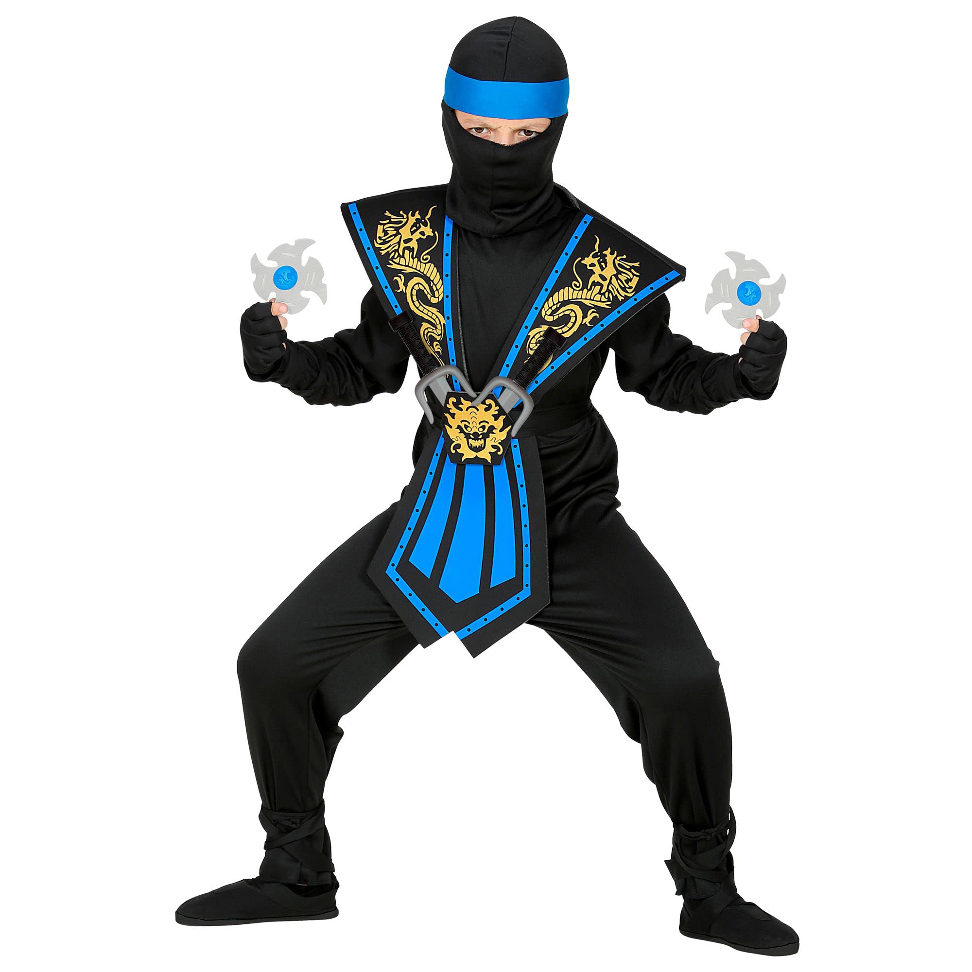 Widmann W MILANO Party Fashion - Children's Ninja Costume with Weapons Set, Japanese Fighter, Warrior