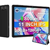 DMOAO Tablet 2026 11 Inch Tablet Android 14 Tablets with 128GB + 20GB Large Storage, Octa-Core 2.0Ghz, 8000mAh,18W Fast Charging, 5G WiFi, GPS, 5+13MP Camera, Widevine L1, Face Unlock-Black