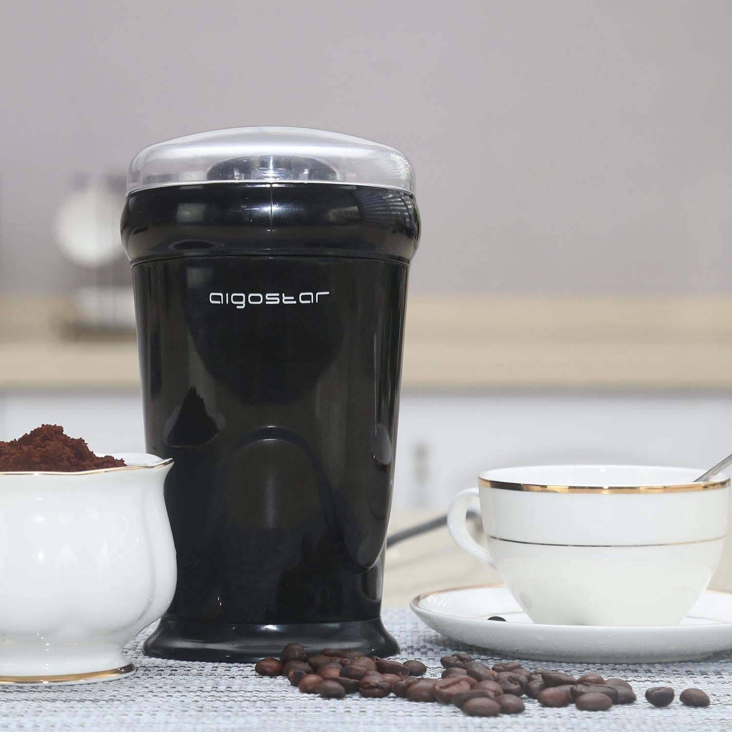 Aigostar Electric Coffee Grinder, Stainless Steel Blade, 200W, 60g Capacity, Cord Storage - Image 3