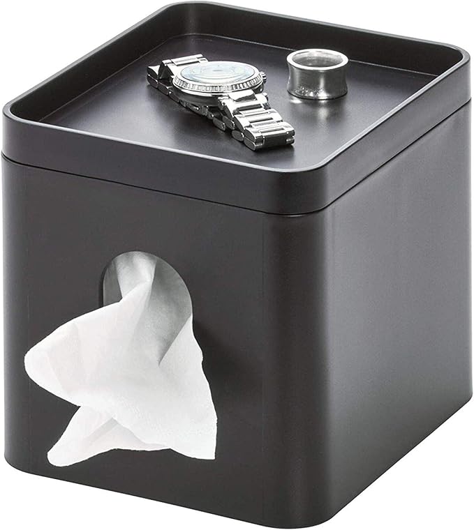 iDesign Tissue Box Cover, Small Tissue Box Holder Made of Plastic