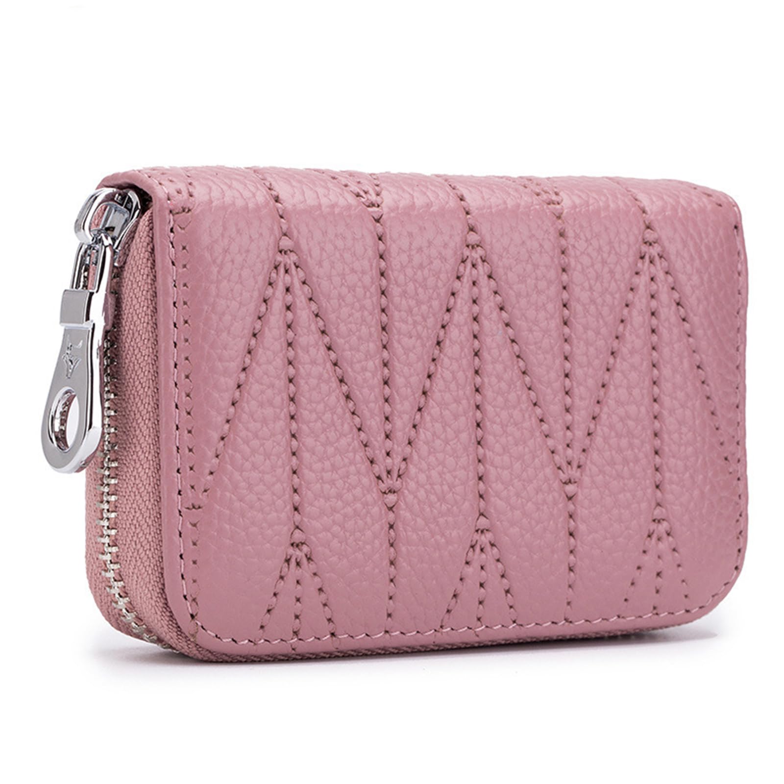 Meowoo Credit Card Holder RFID Blocking Genuine Leather Mini Credit Card Wallet Purse with Zipper for Women Men