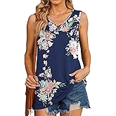 AYIFU Womens Summer Tank Tops V Neck Sleeveless Shirts Casual Loose Fit Tunic