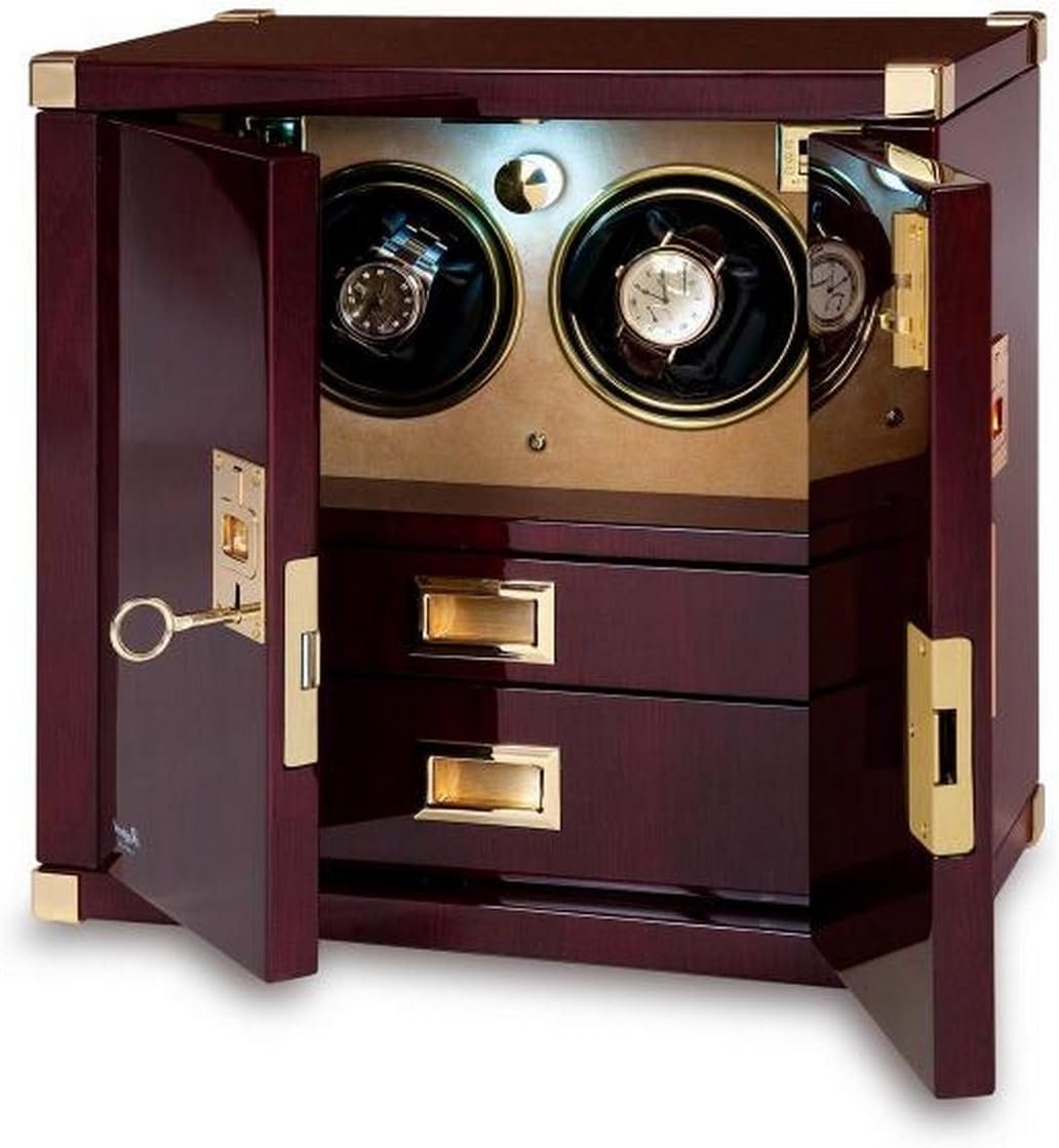 Rapport London Mariner's Chest and Double Watch Winder in Mahogany Wood