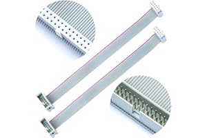 GENERIC Keszoox 2.54mm IDC Flat Ribbon Cable with FC 6/8/10/14/16/20/26/30/34/40P Dual Row IDC IDE Connector Socket, FC 10-Pin Male to Female IDE Extension Cable 30cm 3PCS (FM10-30cm-3Pcs)
