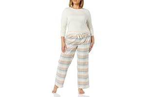 Amazon Essentials Women's Lightweight Flannel Pant and Long-Sleeve T-Shirt Sleep Set