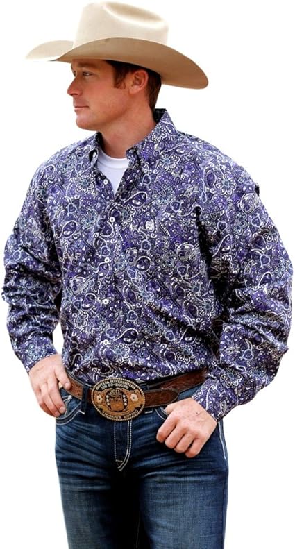 Cinch Men's Purple Paisley Long Sleeve Western Shirt - Mtw1104306 Pur | Amazon.com
