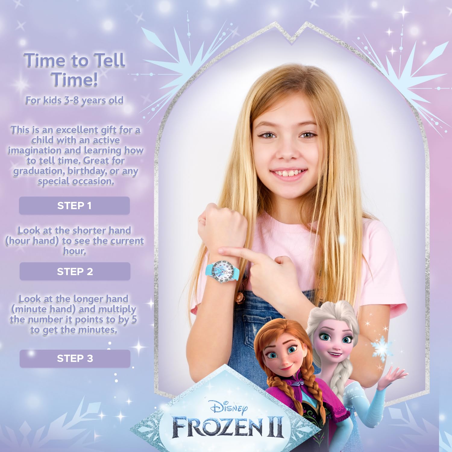 Disney Frozen Kids' Plastic Time Teacher Analog Quartz Nylon Strap Watch