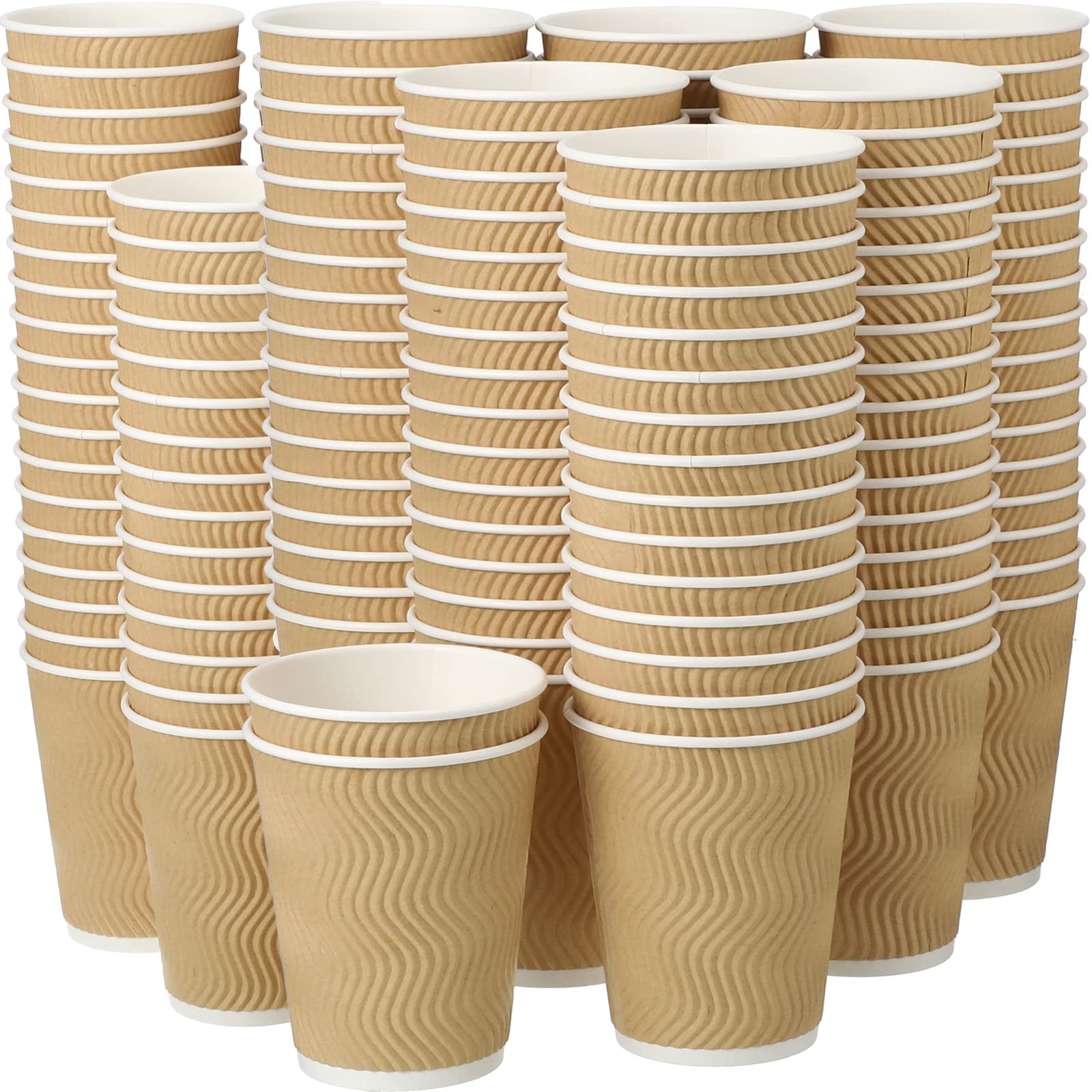 Photo 1 of Foaincore 200 Pack 12 oz Brown Paper Cups, Disposable Ripple Insulated Hot Beverage Cups for Coffee, Tea, Hot Chocolate, Cold Drinks, Party & Events