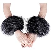 Tongcloud Women's Faux Fur Wrist Cuffs Wrist Warmers Faux Fur Arm Cuffs Winter Warm Warmers for Women Party Costumes Gifts