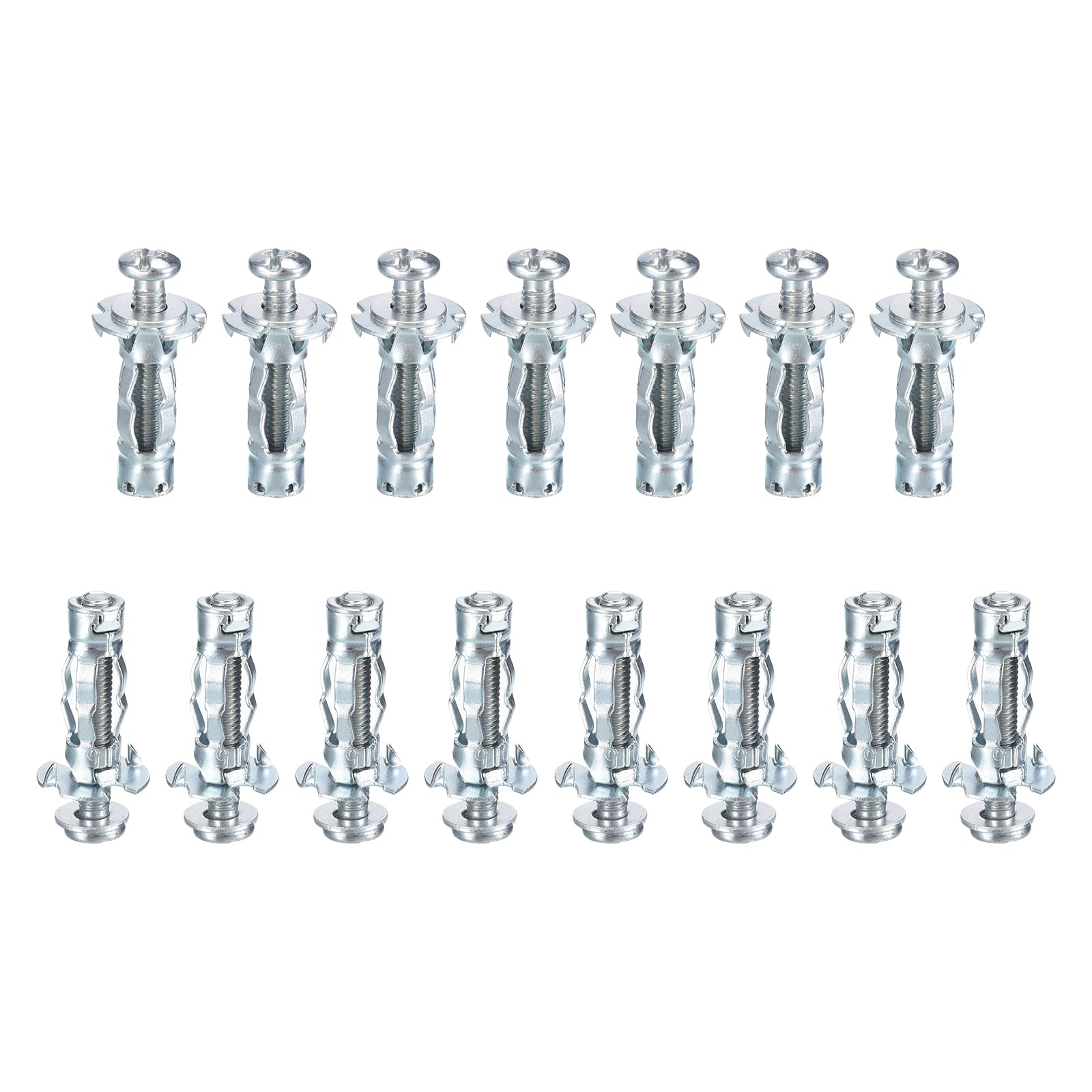 DTGN M4x21mm Hollow Wall Anchors - 15 Pack - Good for Hollow Wall Plaster Walls - Carbon Steel Hollow Drywall Anchors Screws, Silver