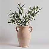 Sunddo Terracotta Vase with 2 Handles, 8 inch Rustic Ceramic Vase, Farmhouse Decor, Table Living Room Bedroom Fireplace Decor