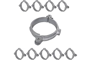 HIGHCRAFT HINGG-12-10 Industrial Decor Hinged Split Ring Pipe Hanger 1/2 in. Galvanized Iron, with 3/8 in. Rod Fitting, Vintage Mounting Bracket for Tubing, Shower Curtain, Tiki Torch (10 Pack)