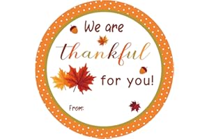 Anwyll Happy Thanksgiving Stickers - Thankful for You Name from Stickers 60Pcs 2Inch Thanksgiving Thank You Sticker Self Adhesive Grateful Leaf Label Sticker for Card Envelope Holiday Fall Party Favor