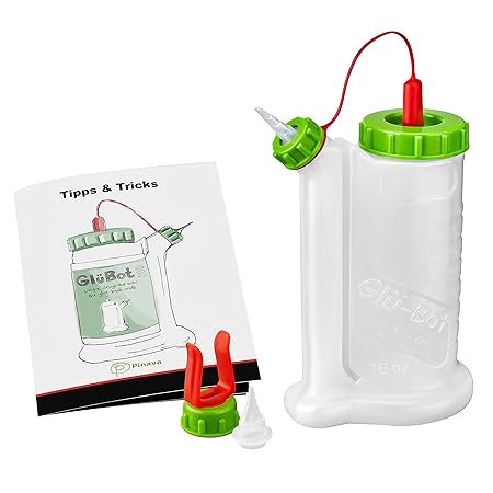 Pinava Leimflasche - Original GluBot von FastCap in der Pinava Edition [6er Set] - Freie & saubere Spitze - Leimspender leer 