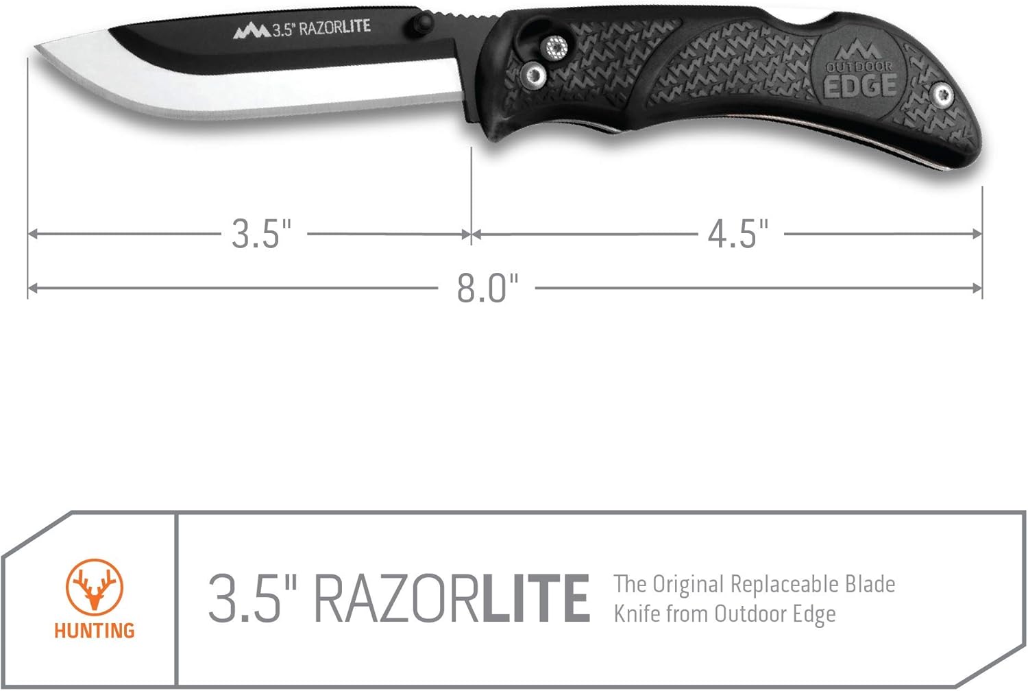 Outdoor Edge RazorLite - Replaceable Blade Folding Hunting Knife with Rubberized Nonslip TPR Handle, 6-Blades and Nylon Belt Sheath (Black) : Tactical Knives : Sports & Outdoors