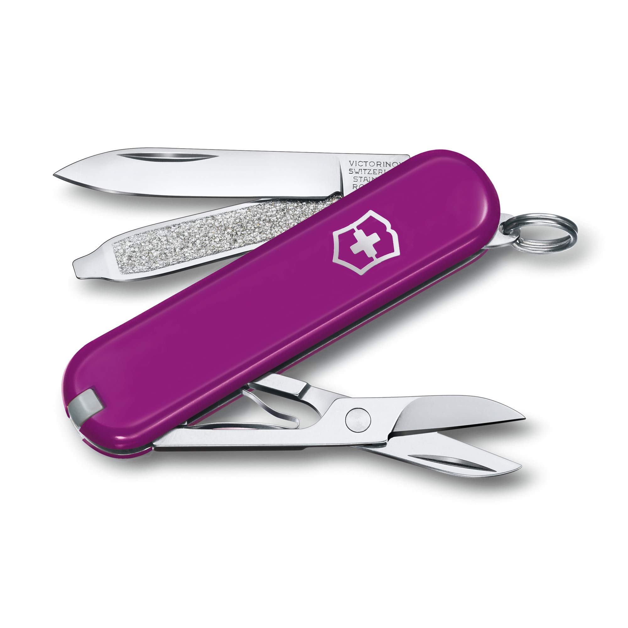 Victorinox Schweizer Taschenmesser, Klein, Classic SD, Multitool, Swiss Army Knife mit 7 Funktionen, Klinge, Nagelfeile, Schraubendreher, Magenta