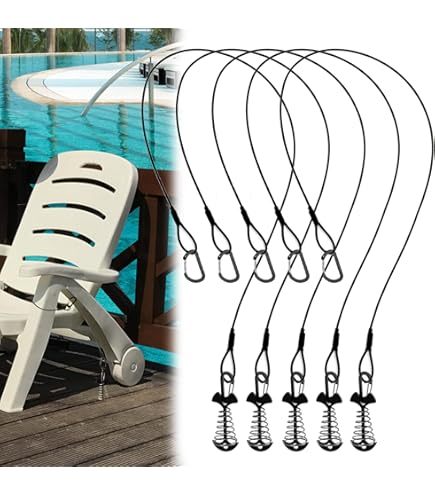 4 Set Strong Outdoor Furniture Deck Anchor Deck Or Dock Anchor For Gap Between Boards-Marine Grade Fishbone Deck Anchor Pegs With Carabiner Cable-400 LB Break Strength Easy Relocate Chair Table Chaise