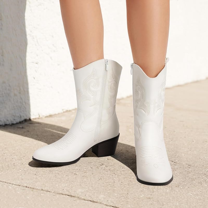 Botas Vaqueras Media Caña,Blanco,38