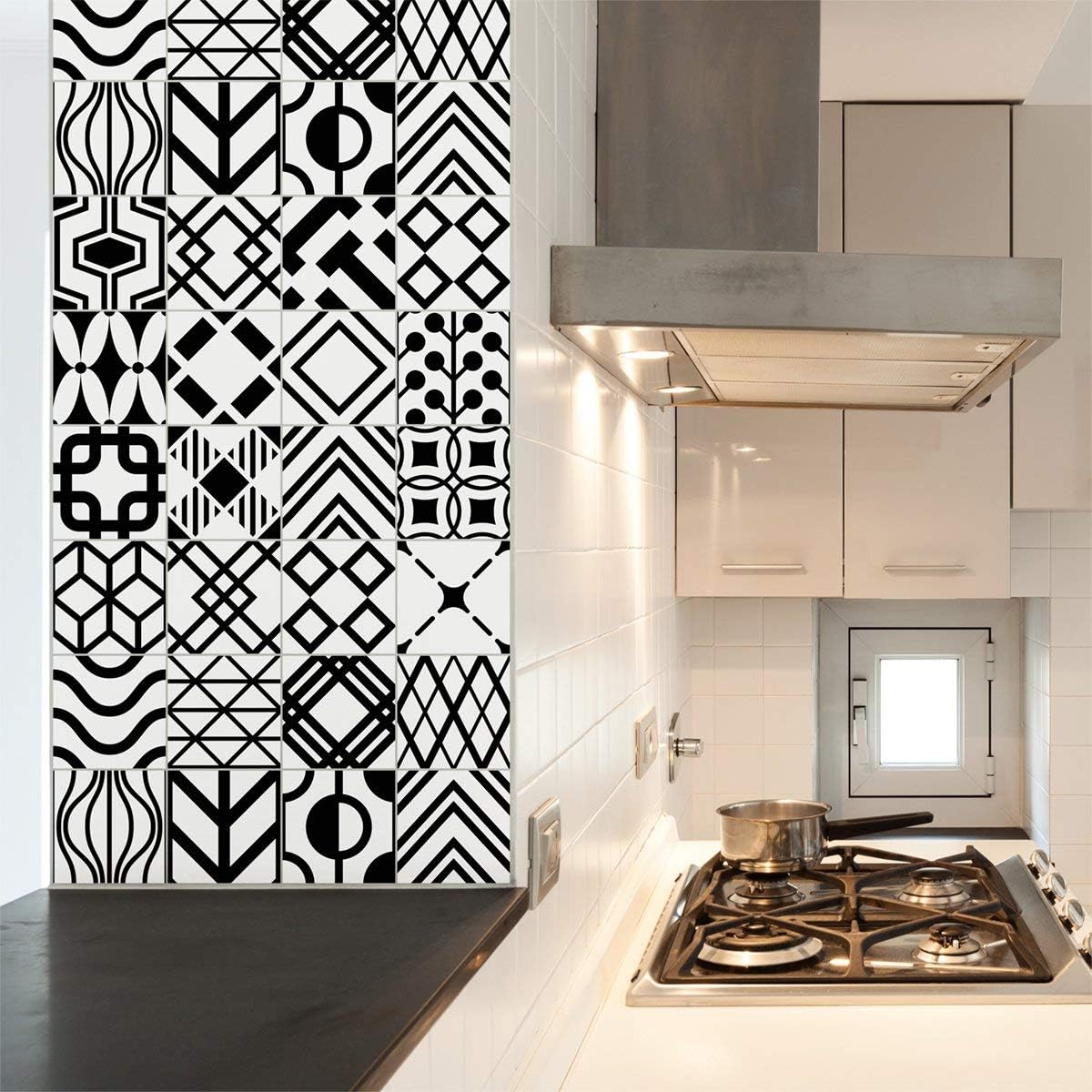 Ambiance Sticker Self-Adhesive Decorative Wall Decal Cement Tile for Bathroom and Kitchen Danemark - Pack of 9 Stickers of 10 x 10 cm - Image 3