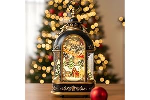 AYTPU 15" Deer Snow Globe with Music 8 Songs, Auto Timer, USB/Battery Powered, Reindeer Christmas Decor for Home, Gift for Family