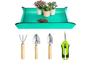 Josteve Plant Repotting Mat, 5Pcs Succulent Tools Mini Garden Small Gardening Tools Indoor, Pruning Shear Gardening Scissor, Hand kit for Bonsai, Cactus, Fairy, Houseplant Transplanting, Seedling