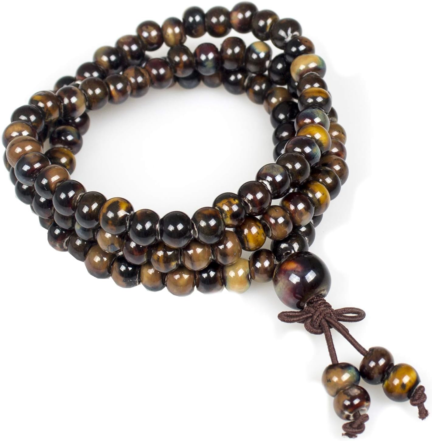 Mala Beads,Women Men Jewelry 108 Handmade Healing Buddha Prayer Beads Porcelain Glossy Bracelet/Necklace