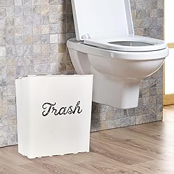 AuldHome White Enamel Trash Can, Rustic Farmhouse