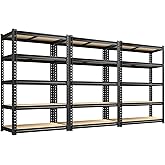 REIBII 2400LBS Storage Shelves 5 Tier Garage Shelving Heavy Duty Adjustable Garage Shelves, Utility Rack Shelf, Shelving Units for Storage Warehouse Pantry Closet, 35.5" W x 11.9" D x 72" H, 3 Pack