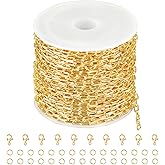 Jabogrii 10 Meters Gold Soldered Jewelry Making Chains Paperclip Brass Chain Bulk Necklace Bracelet DIY Craft Chain for Jewelry Making