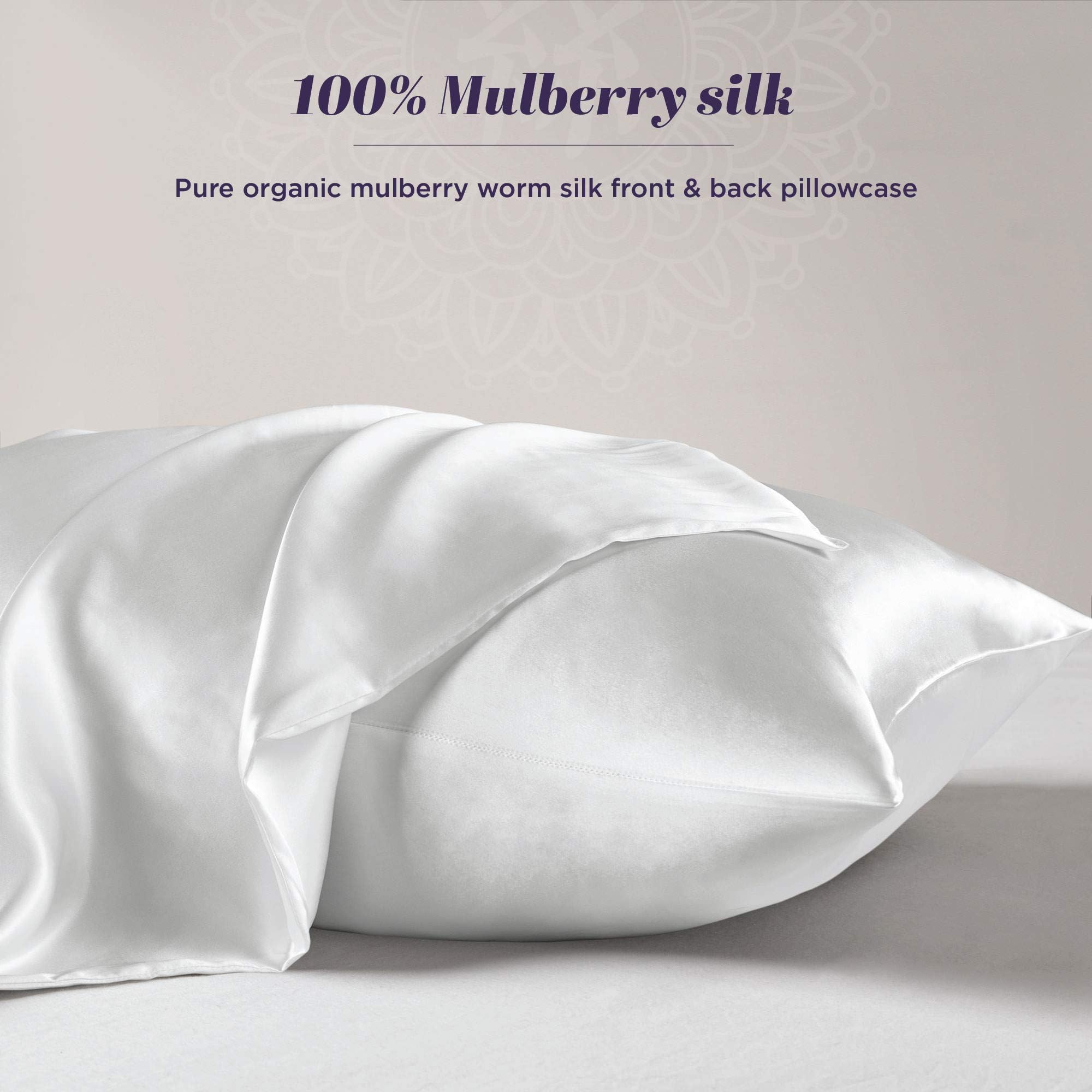 100% Natural White Silk Pillowcase King Size, Rejuvenating Satin Pillow case for Hair and Skin with Hidden Zipper 20x36