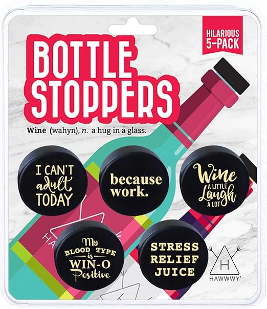Amazon Com Hawwwy Funny Wine Stoppers 5 Pack Hilarious Bottle