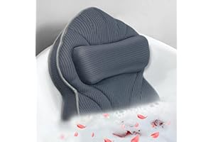 Poemland Extra Thick Large Bath Pillow with Neck,Back,Head Support for Bathtub, Spa, Soaking Gray(19''x15'')