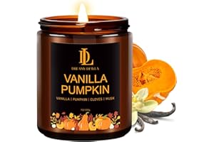 DL DREAMY DEWLA Fall Candle | Vanilla Pumpkin Scented Candle - Autumn Home Decor, 7oz Autumn Soy Candles with 50hr Burn Time, Holiday Thanksgiving Fall Gifts for Women Men