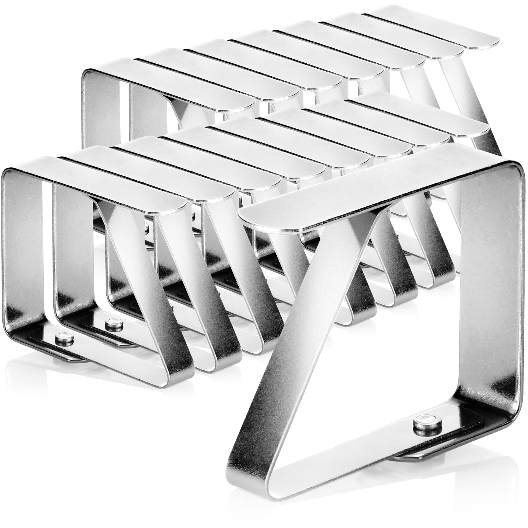 com-four® 16x tablecloth clips made of stainless steel - cloth holders for table linen - table clips for inside and outside - modern table clamps - weather-resistant metal clips