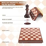 Peradix 25cm Magnetic Chess & Checkers Set Folding Board Kids Adults Brown view 4