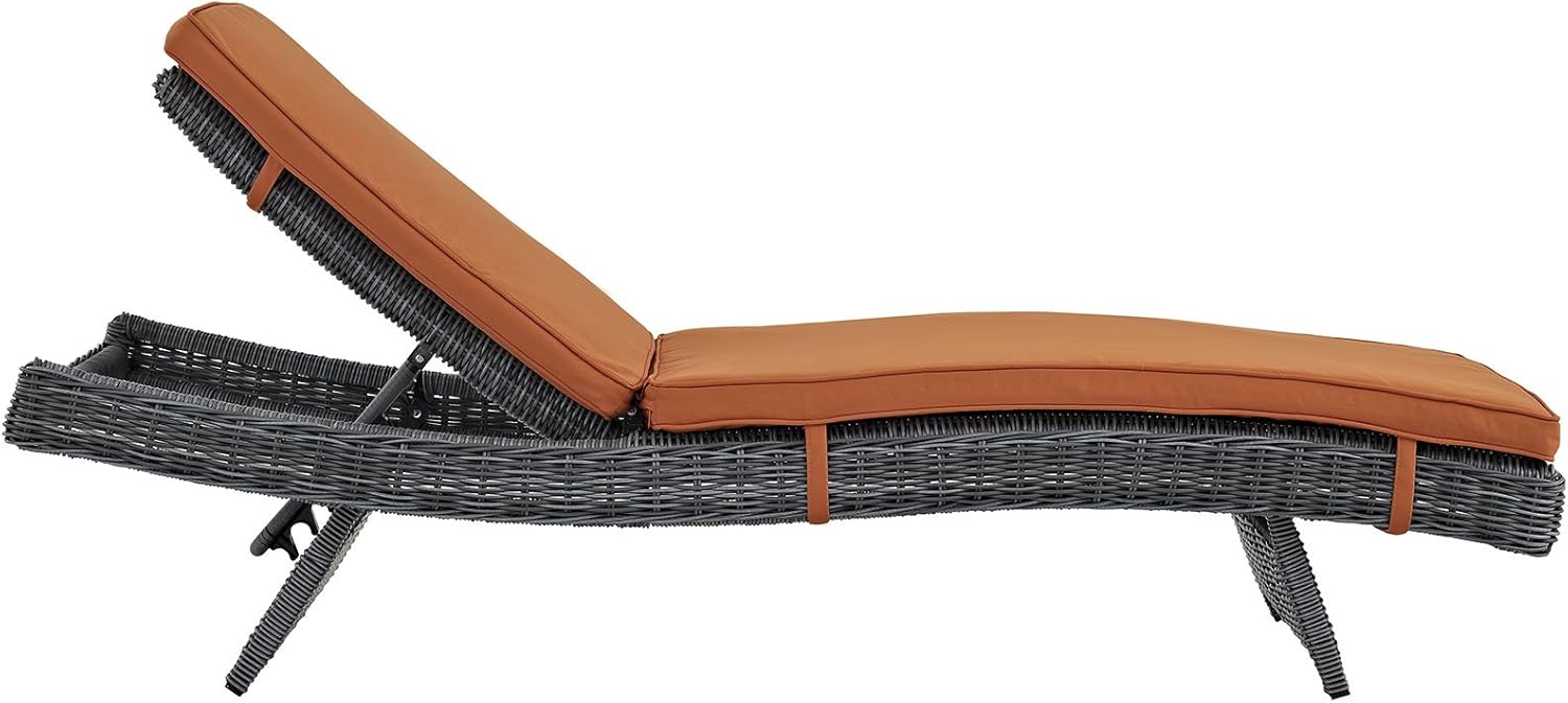 Modway Summon Wicker Rattan Outdoor Patio Sunbrella Fabric Chaise Lounge Chair in Canvas Tuscan: Kitchen & Dining