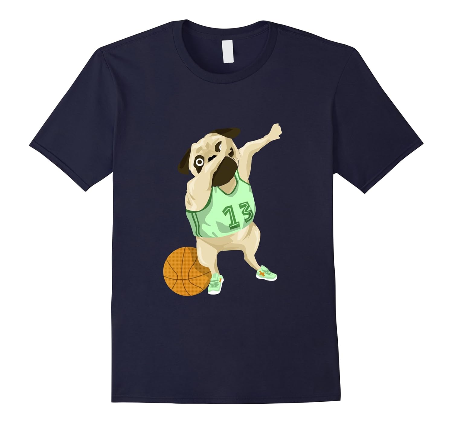 Funny Dabbing Basketball Pug Dog Lover Graphic Tshirt Tee-ANZ