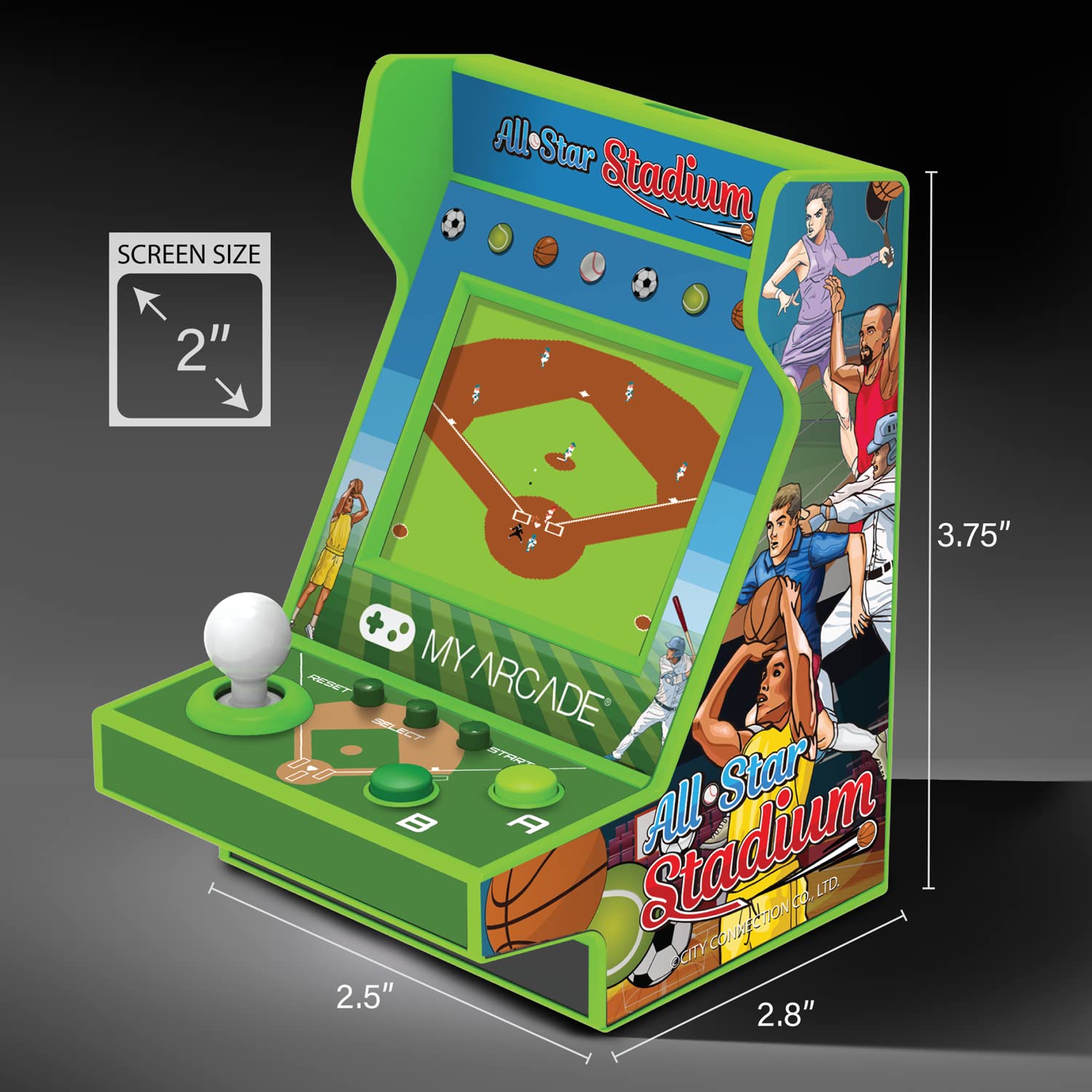 My Arcade All Star Stadium Pico Player- Fully Playable Portable Tiny Arcade Machine with 107 Retro Games, Toys for Kids, 2