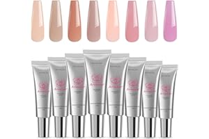 Arousar Poly Nail Gel Set 15ml, 8 Nude Colors Neutral Classic Nail Extension French Gel Long Lasting Hard Gel Manicure Gel Acrylic Kit Gel Nail Builder Kit
