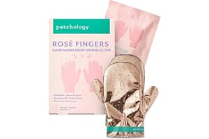 Patchology Rosé Fingers Renewing Hand Mask - Strawberry-Scented Moisturizing Gloves with Shea Butter for Dry & Cracked Hands, Repairing Hand Treatment for Baby Soft Skin, Self-Care Essential - 1 Pair