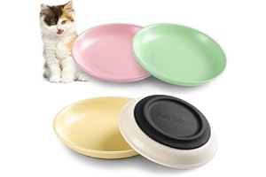 Kitwinney Non-Slip Cat Bowls, Ceramic Cat Food Bowl Set with Silicone Base, Cats Dishes, Cute Plates for Feeding Indoor Cats, Kitten, Small Dogs (Multi4, Shallow)