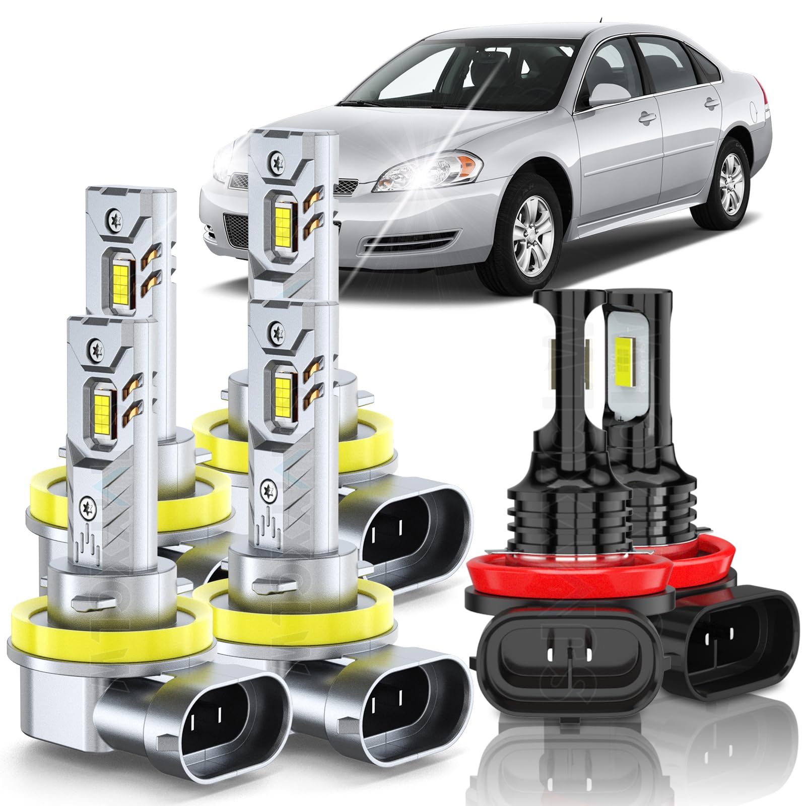 Photo 1 of SJMYXCLW Compatible with Chevrolet Chevy Impala Lights 2006 2007 2008 2009 2010 2011 2012 2013,High Low Beam Fog Lights Bulbs Combo,Plug and Play,Pack of 6