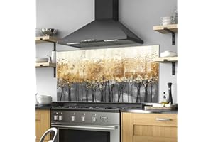 ROGGMARD Tempered Glass Kitchen Backsplash, Stove Back Cover, Stove Splashback, Cutting Board, Kitchen Decor Tile, Home Wall Decor (36x24’’)