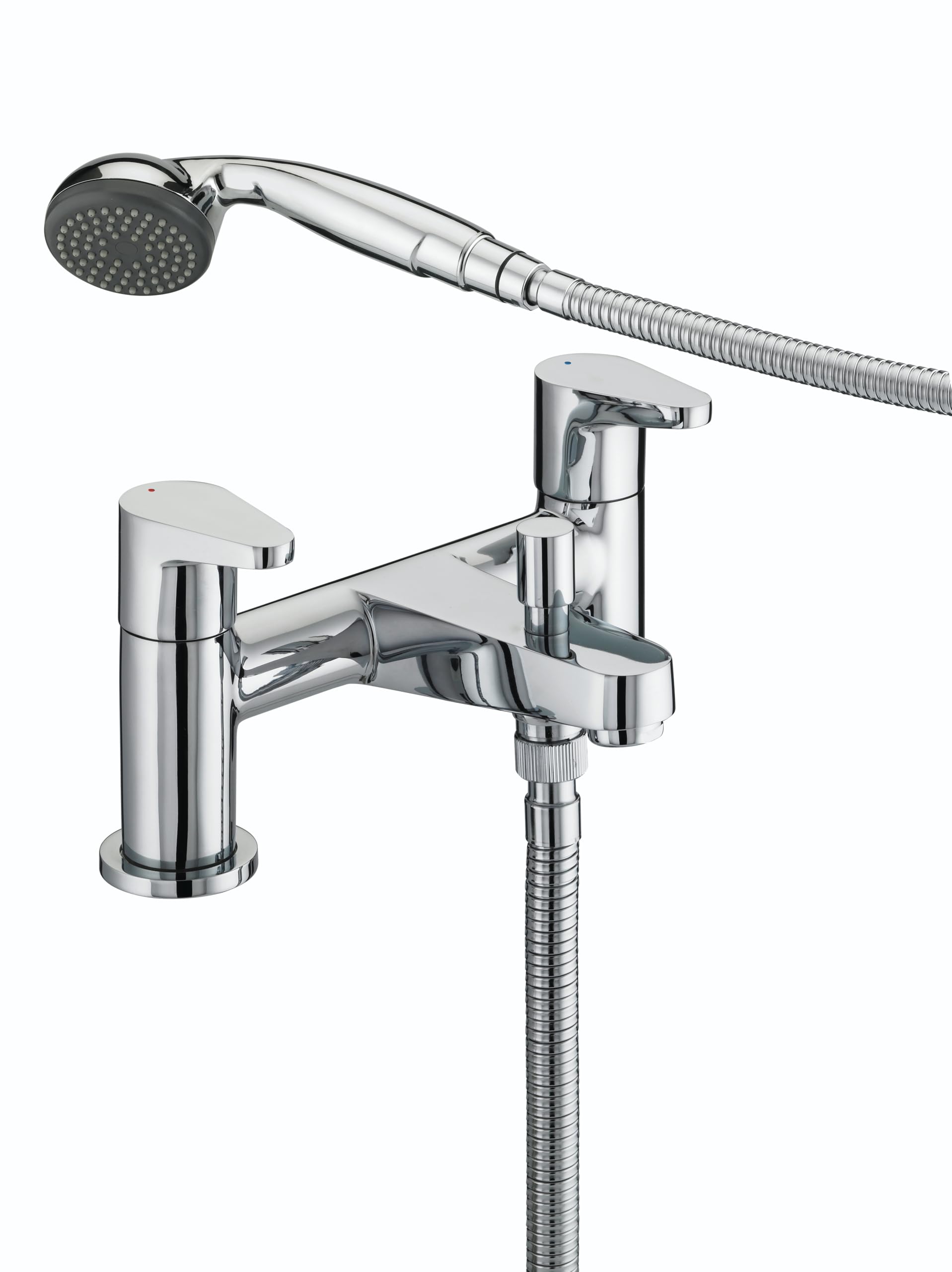 Bristan Quest Bath Shower Mixer, Shower Bath Tap with Hose and Handheld Handset Shower Head, Chrome - QST BSM C