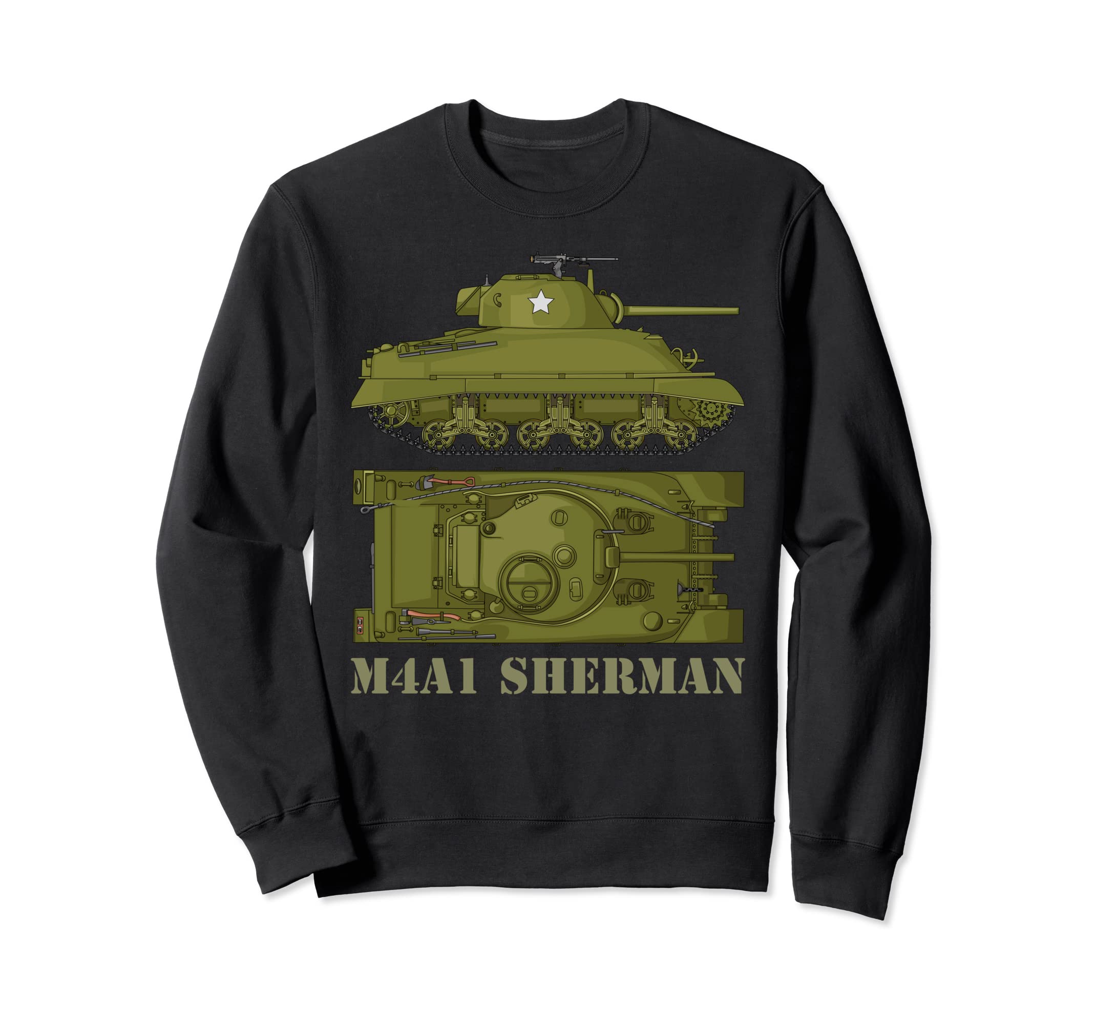M4A1 Sherman WW2 American Tank Diagram Sweatshirt