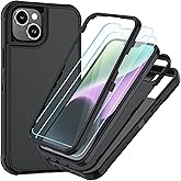 SunStory 3 in 1 for iPhone 13 Case/iPhone 14 Case, Black | with Screen Protector,Military Grade Drop Protection,3-Layer Heavy Duty Full-Body Protective Phone Cover