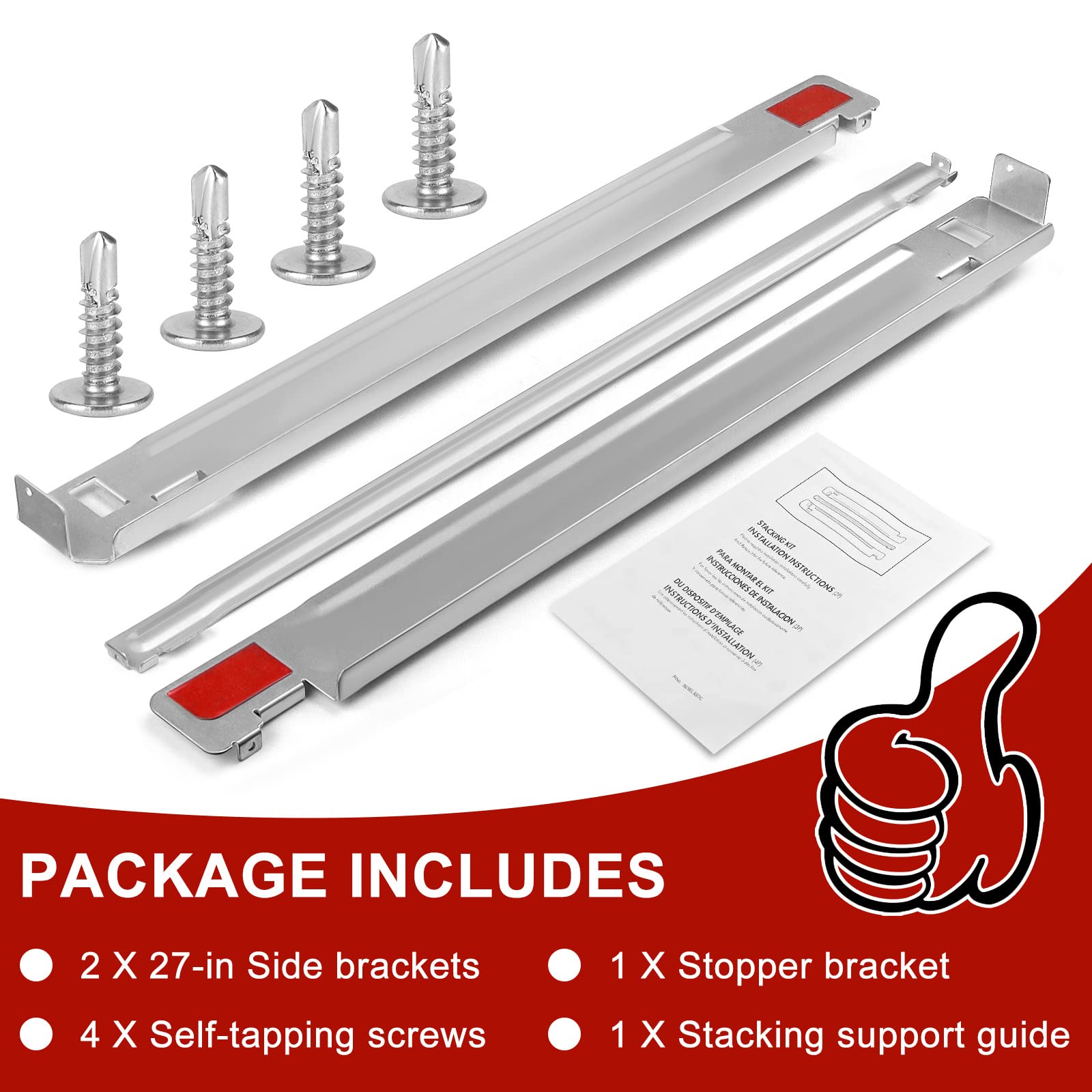 KSTK1 27-inch Laundry Stacking Kit Compatible with LG Washer & Dryer Stacking Bracket ??Chrome-Plated Metal (10-YEAR QA) - BY AMI PARTS